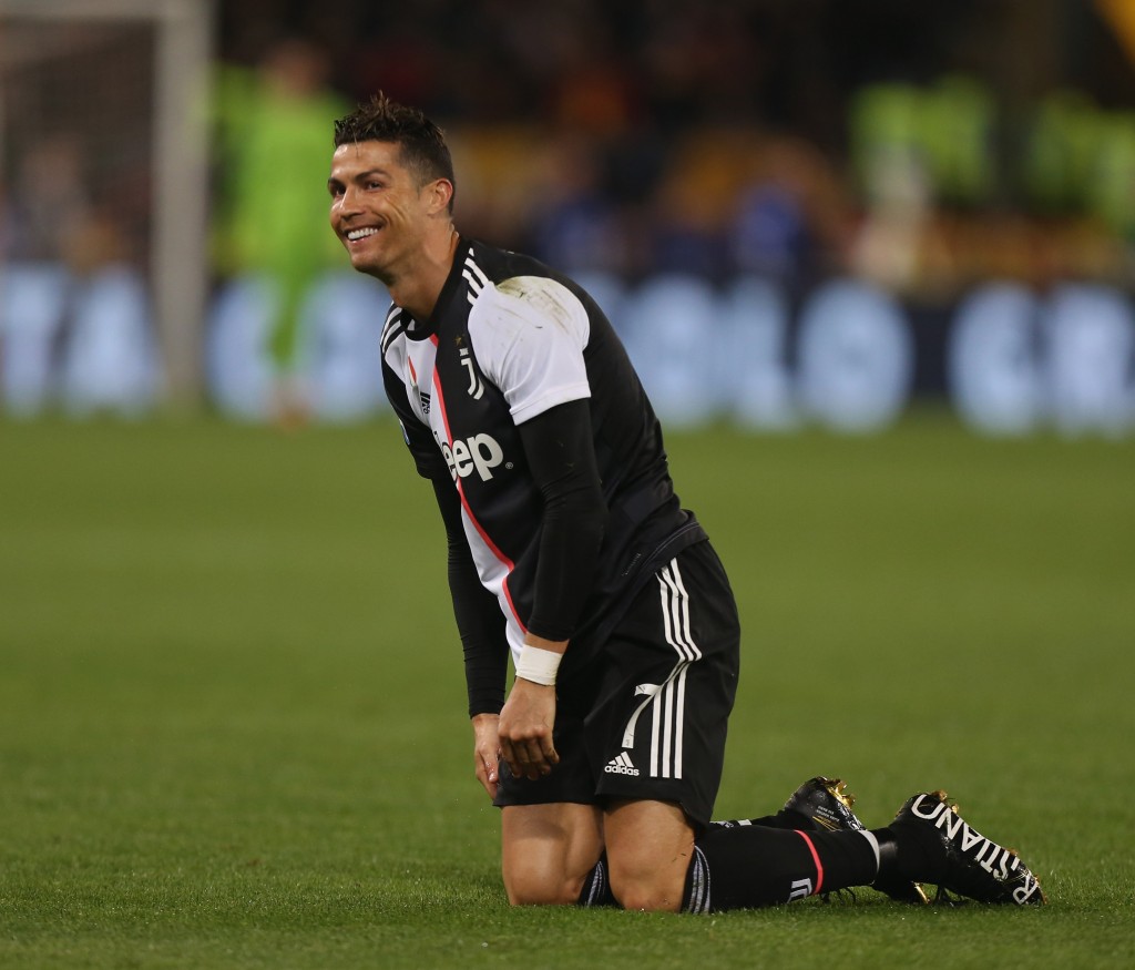 ROME, ITALY - MAY 12: Cristiano Ronaldo of Juventus reacts during the Serie A match between AS Roma and Juventus at Stadio Olimpico on May 12, 2019 in Rome, Italy. (Photo by Paolo Bruno/Getty Images)