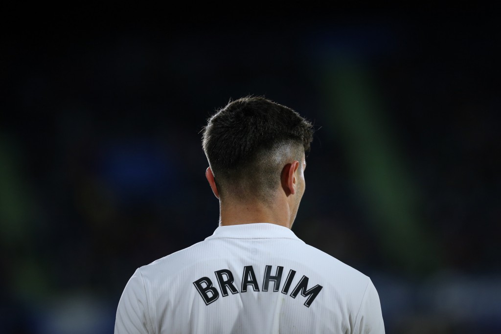 GETAFE, SPAIN - APRIL 25: Brahim Diaz of Real Madrid CF in action during the La Liga match between Getafe CF and Real Madrid CF at Coliseum Alfonso Perez on April 25, 2019 in Getafe, Spain. (Photo by Gonzalo Arroyo Moreno/Getty Images)