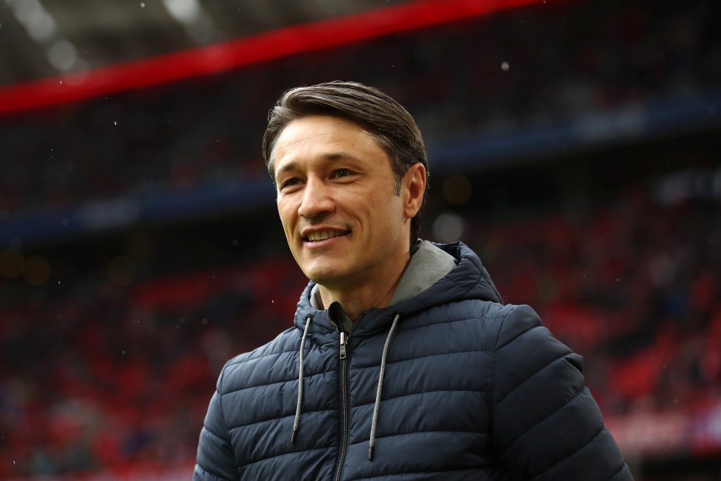 MUNICH, GERMANY - MAY 04: Niko Kovac, Manager of Bayern Munich looks on prior to the Bundesliga match between FC Bayern Muenchen and Hannover 96 at Allianz Arena on May 04, 2019 in Munich, Germany. (Photo by Alex Grimm/Bongarts/Getty Images)