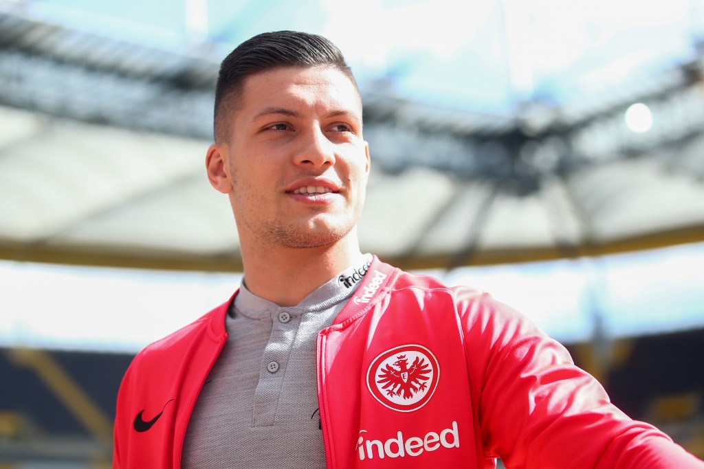 FRANKFURT AM MAIN, GERMANY - MAY 12: Luka Jovic of Eintracht Frankfurt looks on prior to the Bundesliga match between Eintracht Frankfurt and 1. FSV Mainz 05 at Commerzbank-Arena on May 12, 2019 in Frankfurt am Main, Germany. (Photo by Alex Grimm/Bongarts/Getty Images)