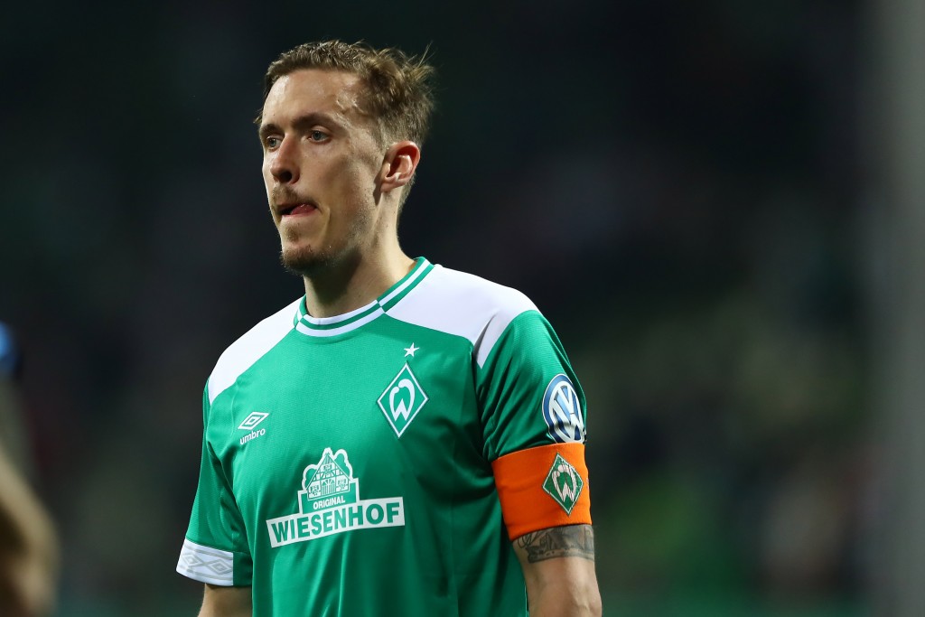 BREMEN, GERMANY - APRIL 24: Max Kruse of Werder Bremen reacts after the DFB Cup semi final match between Werder Bremen and FC Bayern Muenchen at Weserstadion on April 24, 2019 in Bremen, Germany. (Photo by Martin Rose/Bongarts/Getty Images)
