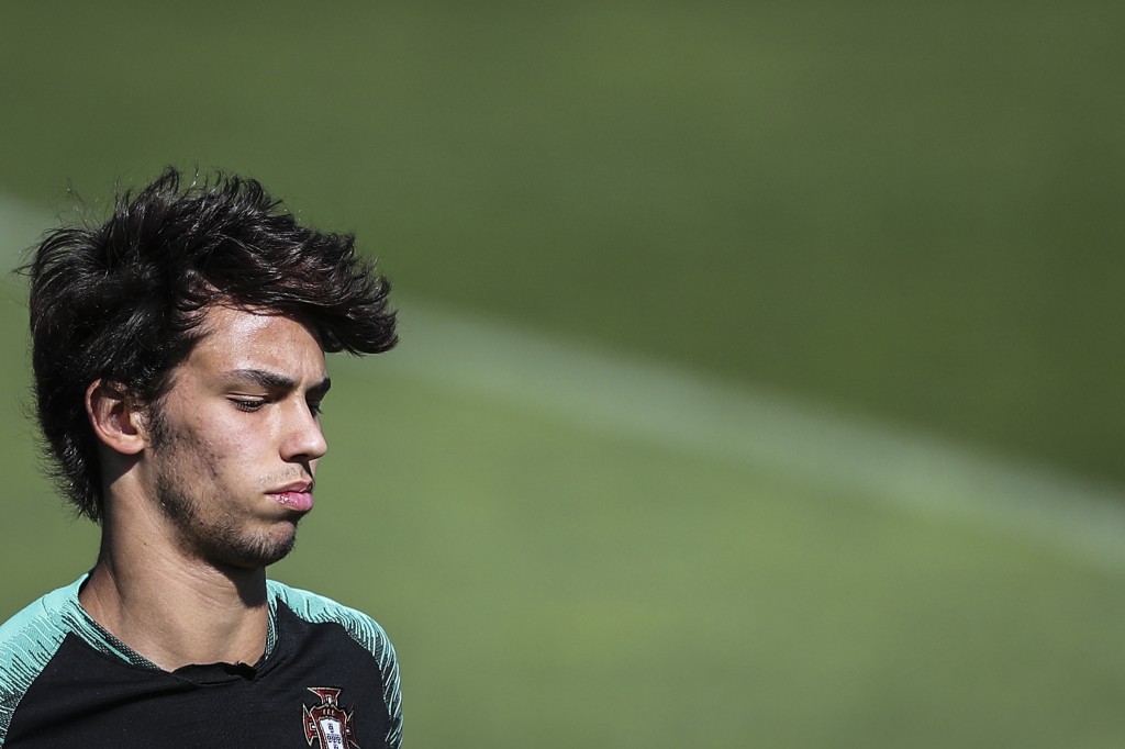 Portugal's midfielder Joao Felix attends a training session at Portugal's "Cidade do Futebol" training camp in Oeiras in the outskirts of Lisbon on May 29, 2019 as part of preparations for the final stage of the UEFA Nations League. (Photo by CARLOS COSTA / AFP) (Photo credit should read CARLOS COSTA/AFP/Getty Images)