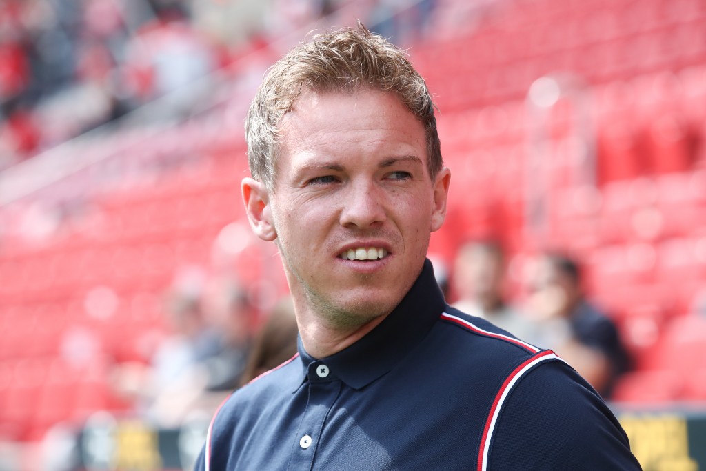 MAINZ, GERMANY - MAY 18: Head coach Julian Nagelsmann of Hoffenheim looks on prior to the Bundesliga match between 1. FSV Mainz 05 and TSG 1899 Hoffenheim at Opel Arena on May 18, 2019 in Mainz, Germany. (Photo by Alex Grimm/Bongarts/Getty Images)