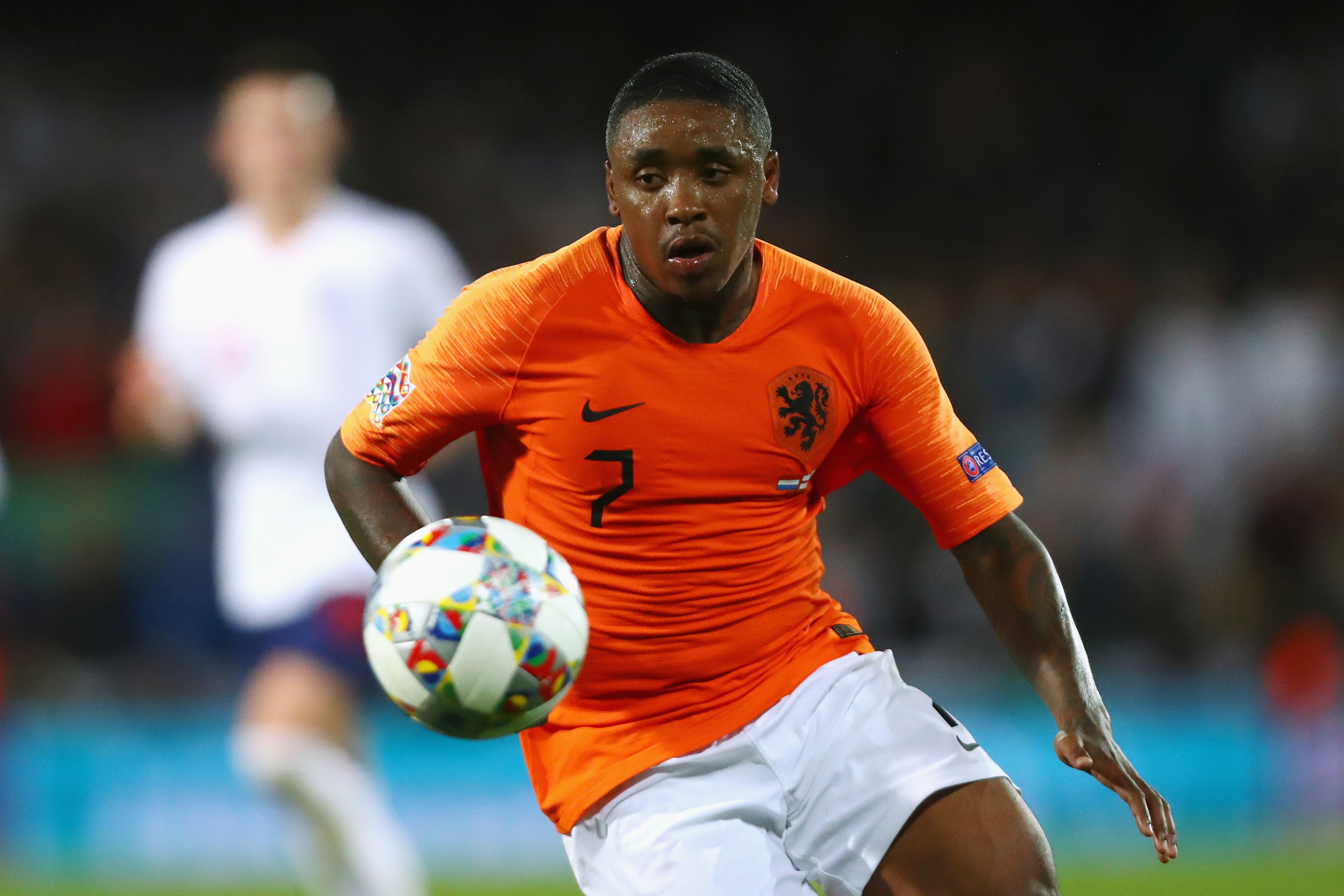 GUIMARAES, PORTUGAL - JUNE 06: Steven Bergwijn of The Netherlands in action during the UEFA Nations League Semi-Final match between the Netherlands and England at Estadio D. Afonso Henriques on June 06, 2019 in Guimaraes, Portugal. (Photo by Dean Mouhtaropoulos/Getty Images)