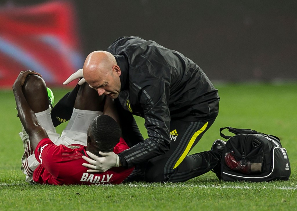 Bailly is currently serving time on the sidelines due to his latest injury. (Photo by Tony Ashby/AFP/Getty Images)