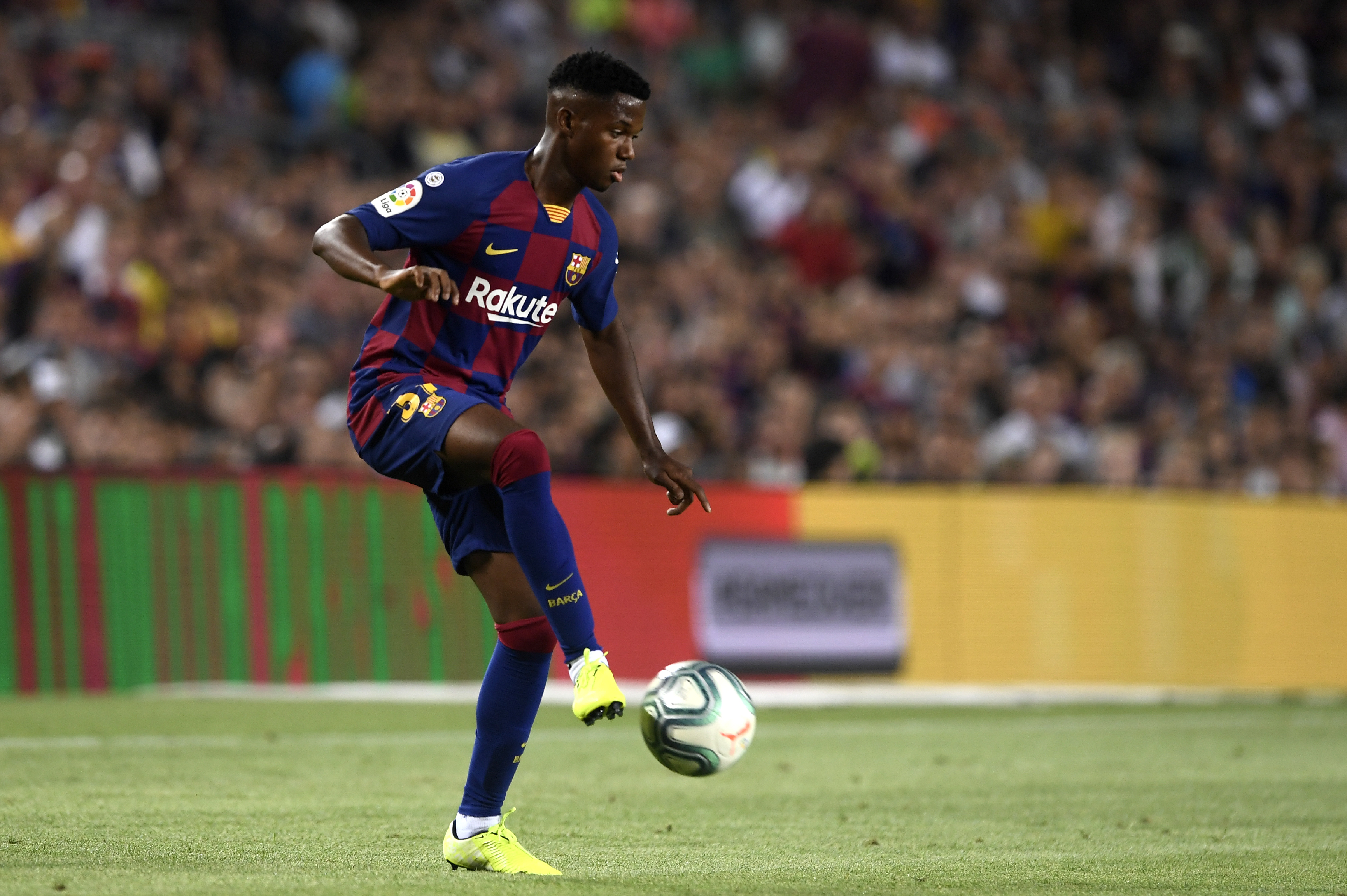 Will Ansu Fati become the most expensive footballer in the world? (Photo by JOSEP LAGO/AFP/Getty Images)