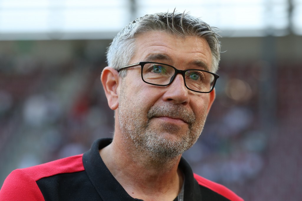 AUGSBURG, GERMANY - AUGUST 24: Urs Fischer, head coach of Union Berlin looks on prior to the Bundesliga match between FC Augsburg and 1. FC Union Berlin at WWK-Arena on August 24, 2019 in Augsburg, Germany. (Photo by Alexander Hassenstein/Bongarts/Getty Images)