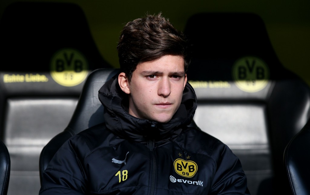 Dortmund's Argentinian defender Leonardo Balerdi looks on ahead the German First division Bundesliga football match between Borussia Dortmund and Mainz 05 in Dortmund on April 13, 2019. (Photo by Ronny Hartmann / AFP) / DFL REGULATIONS PROHIBIT ANY USE OF PHOTOGRAPHS AS IMAGE SEQUENCES AND/OR QUASI-VIDEO (Photo credit should read RONNY HARTMANN/AFP/Getty Images)