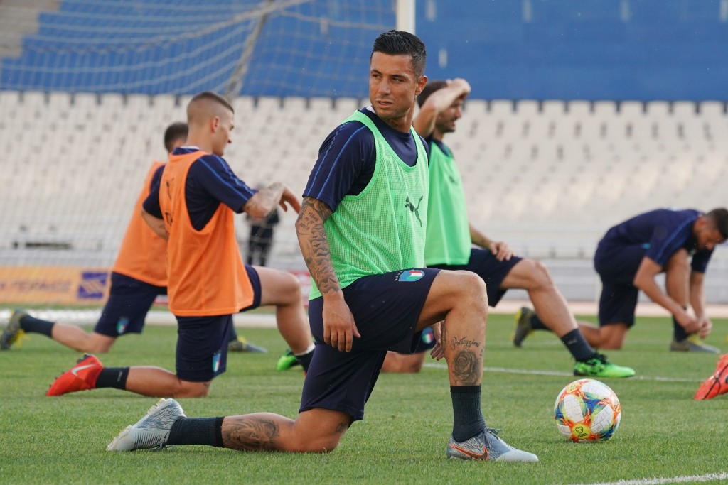 ATHENS, GREECE - JUNE 07: Armando Izzo of Italy in action during an Italy training session at Athens Olympic Stadium on June 7, 2019 in Athens, Greece. (Photo by Claudio Villa/Getty Images)