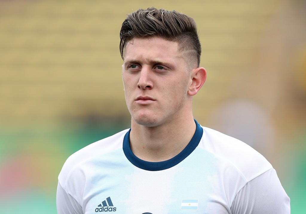 LIMA, PERU - AUGUST 01: Adolfo Gaich of Argentina looks on before Men´s football First Round Group A match between Mexico and Argentina on Day 6 of Lima 2019 Pan American Games at San Marcos stadium on August 01, 2019 in Lima, Peru. (Photo by Buda Mendes/Getty Images)