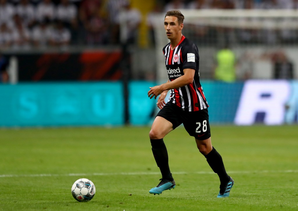 FRANKFURT AM MAIN, GERMANY - AUGUST 01: Dominik Kohr of Frankfurt runs with the ball during the UEFA Europa League Second Qualifying Round 2nd Leg match between Eintracht Frankfurt and FC Flora Tallinn at Commerzbank-Arena on August 01, 2019 in Frankfurt am Main, Germany. (Photo by Martin Rose/Bongarts/Getty Images)