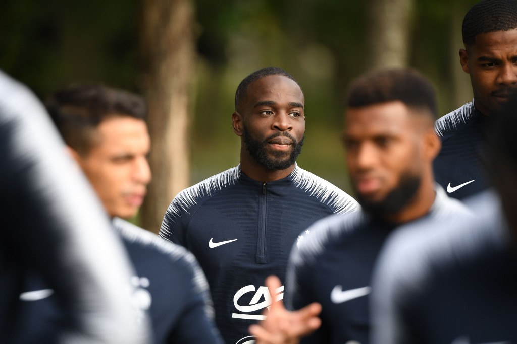 French forward Jonathan Ikone arrives to attend a training session in Clairefontaine, on September 5, 2019. (Photo by Martin BUREAU / AFP) (Photo credit should read MARTIN BUREAU/AFP/Getty Images)