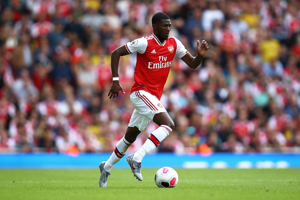 LONDON, ENGLAND - AUGUST 17: Ainsley Maitland-Niles of Arsenal during the Premier League match between Arsenal FC and Burnley FC at Emirates Stadium on August 17, 2019 in London, United Kingdom. (Photo by Julian Finney/Getty Images)