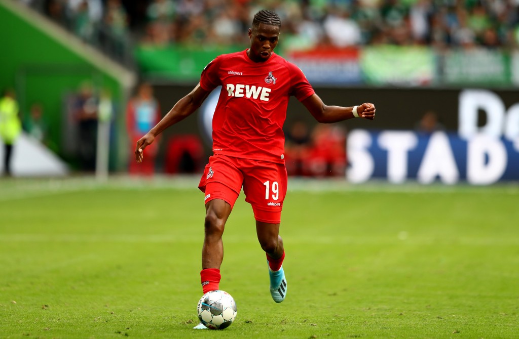 WOLFSBURG, GERMANY - AUGUST 17: Kingsley Ehizibue of Koeln runs with the ball during the Bundesliga match between VfL Wolfsburg and 1. FC Koeln at Volkswagen Arena on August 17, 2019 in Wolfsburg, Germany. (Photo by Martin Rose/Bongarts/Getty Images)