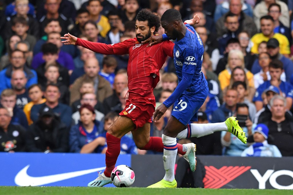 Tomori had the measure of Salah. (Photo by Ben Stansall/AFP/Getty Images)