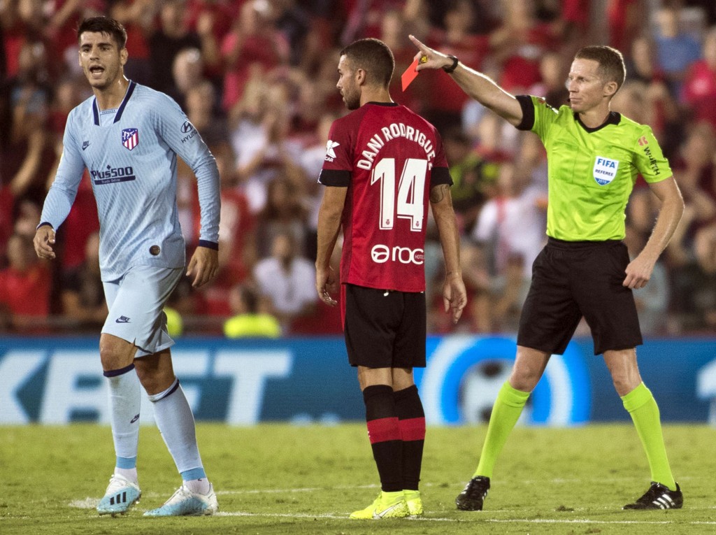 Alvaro Morata is suspended for the derby (Photo by JAIME REINA/AFP/Getty Images)