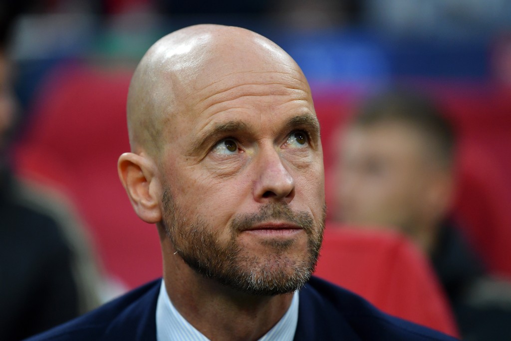 AMSTERDAM, NETHERLANDS - MAY 08: Erik Ten Hag, Manager of Ajax looks on ahead of the UEFA Champions League Semi Final second leg match between Ajax and Tottenham Hotspur at the Johan Cruyff Arena on May 08, 2019 in Amsterdam, Netherlands. (Photo by Dan Mullan/Getty Images )
