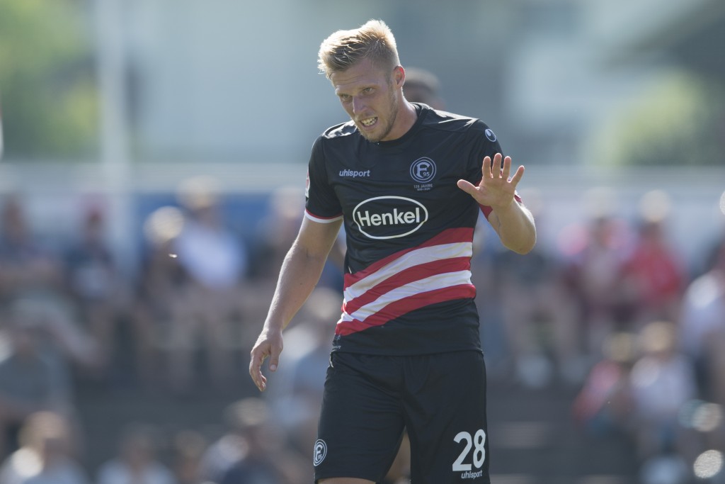 ST JOHANN IN TIROL, AUSTRIA - JULY 24: Rouwen Hennings of Duesseldorf gestures during the pre-season friendly match between Fortuna Duesseldorf and Rayo Vallecano on July 24, 2019 in St Johann in Tirol, Austria. (Photo by Andreas Schaad/Bongarts/Getty Images)