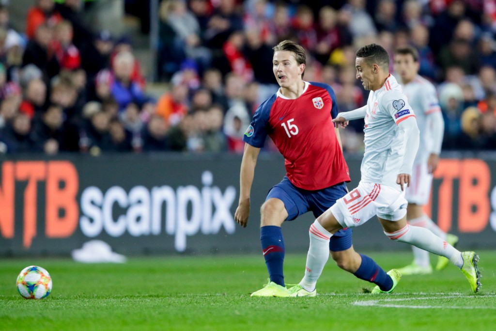 Sander Berge is being tailed by a number of top clubs. (Photo by Stian Lysberg Solum/NTB Scanpix/AFP via Getty Images)