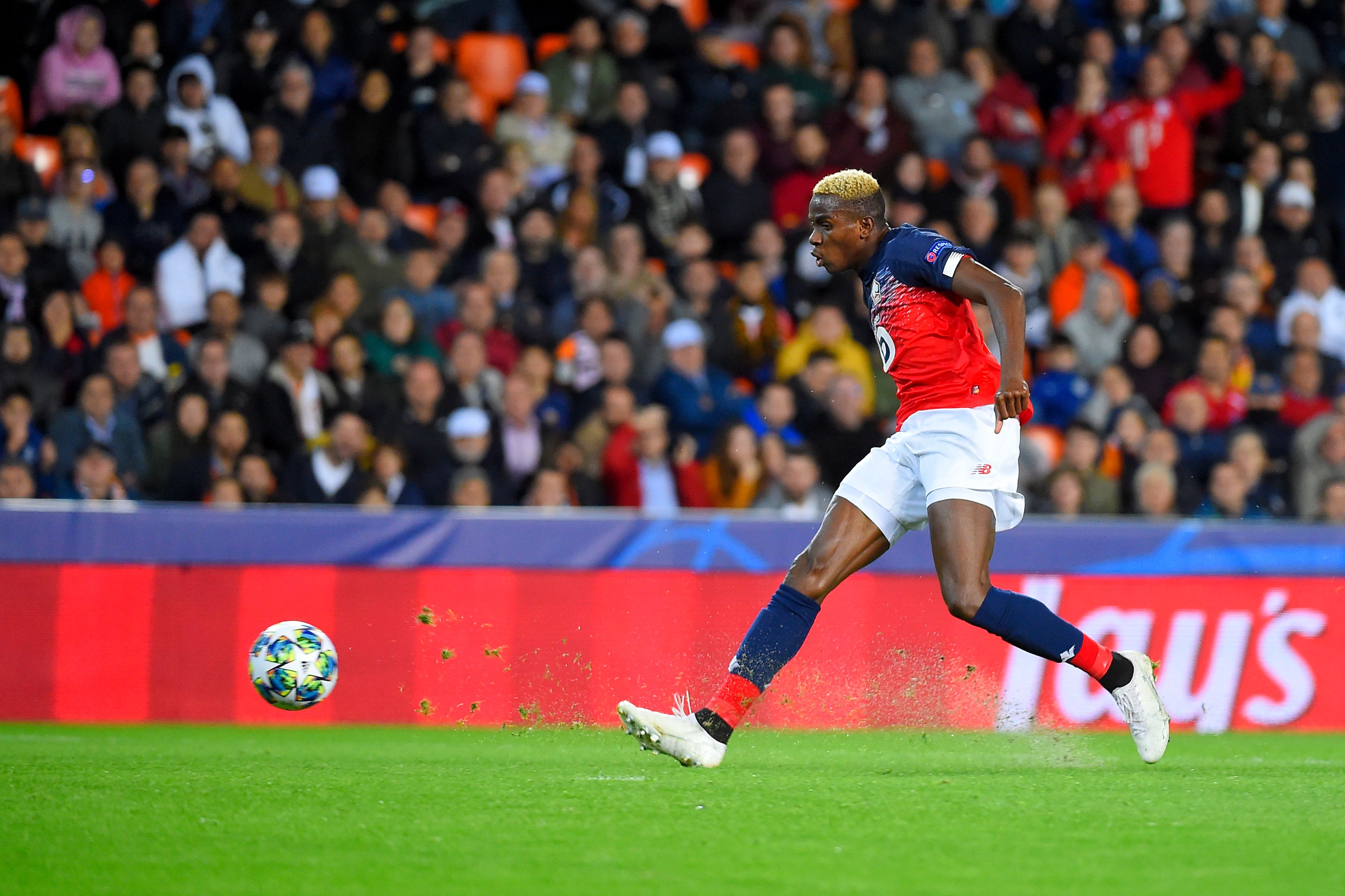 Lille's leading scorer Victor Osimhen is suspended (Photo by JOSE JORDAN/AFP via Getty Images)