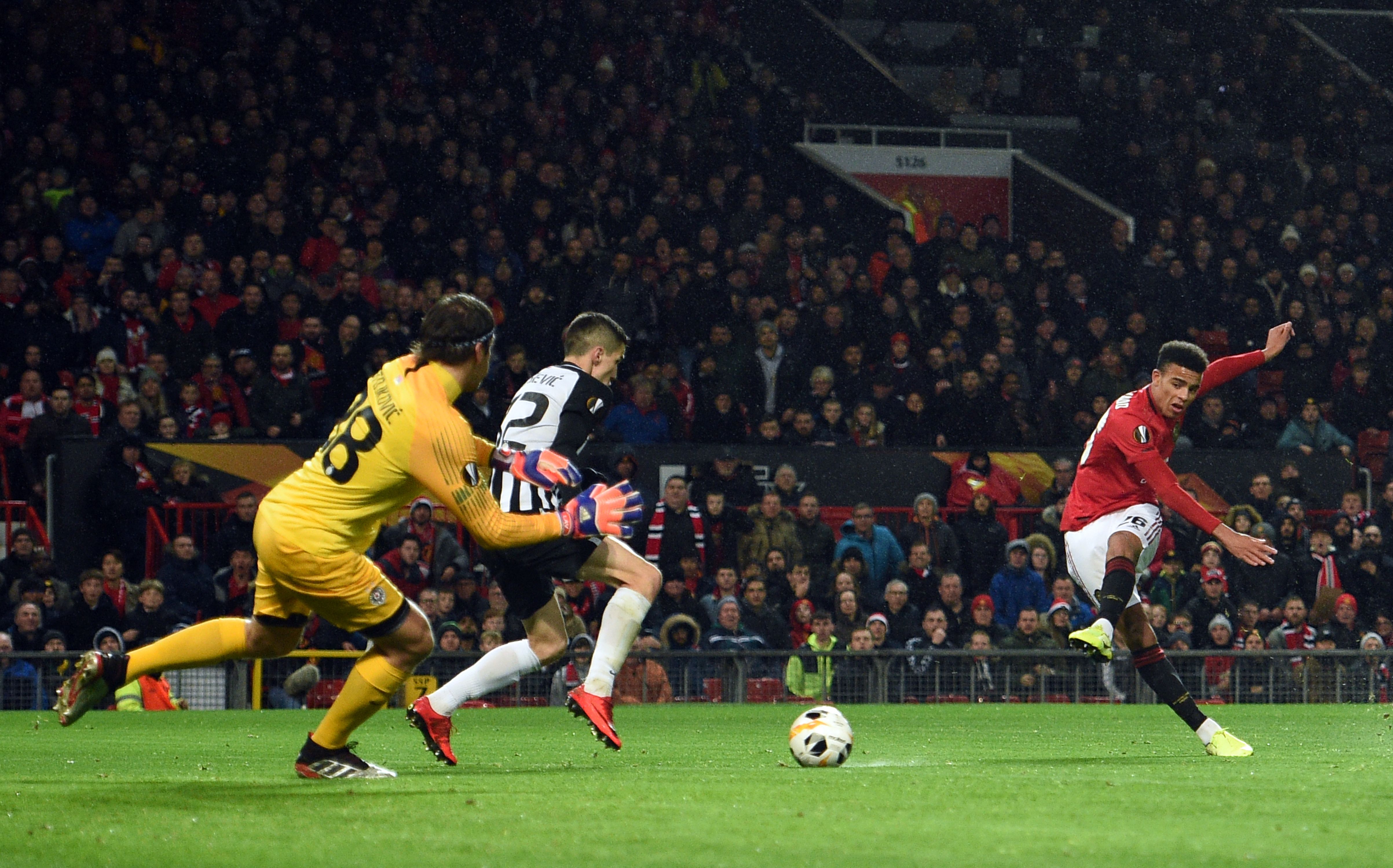 Greenwood scored his second Europa League goal (Photo by OLI SCARFF/AFP via Getty Images)