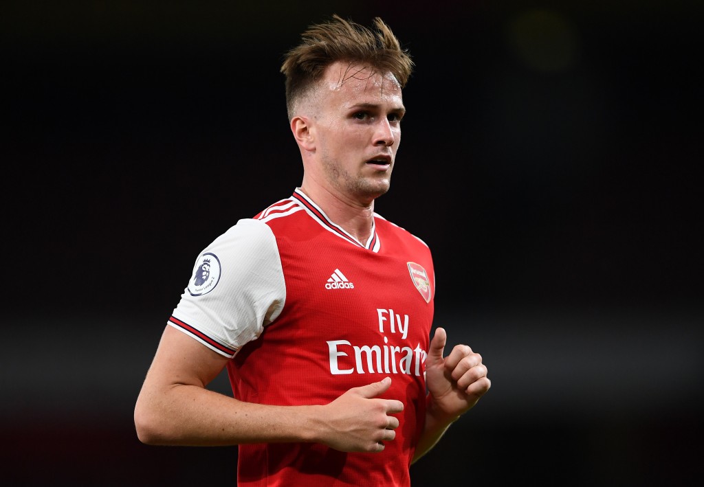 LONDON, ENGLAND - AUGUST 23: Rob Holding looks on during the Premier League 2 match between Arsenal and Everton at Emirates Stadium on August 23, 2019 in London, England. (Photo by Harriet Lander/Getty Images)