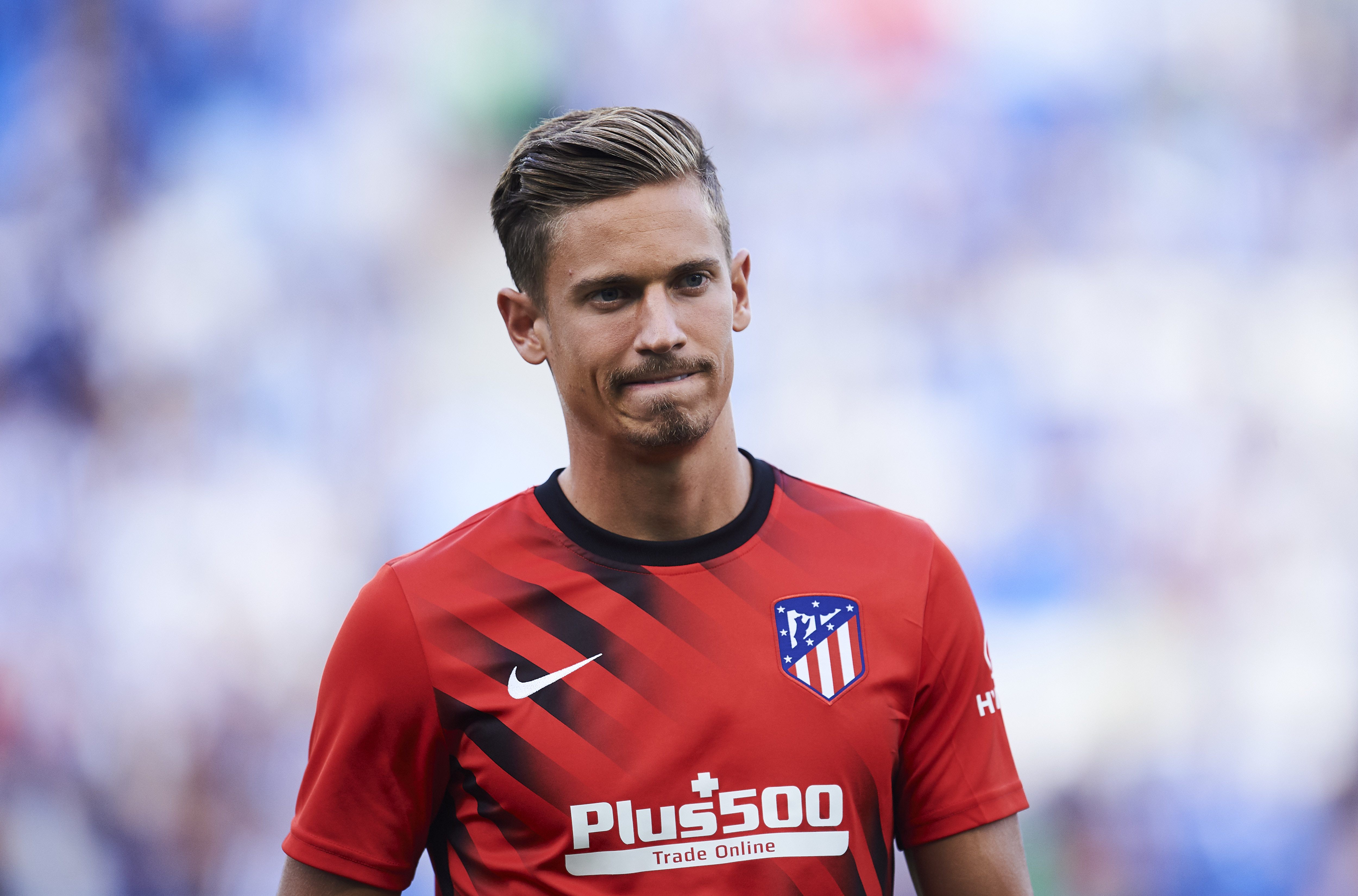 SAN SEBASTIAN, SPAIN - SEPTEMBER 14: Marcos Llorente of Atletico de Madrid looks on prior to the warm up during the Liga match between Real Sociedad and Club Atletico de Madrid at Estadio Reale Arena on September 14, 2019 in San Sebastian, Spain. (Photo by Juan Manuel Serrano Arce/Getty Images)