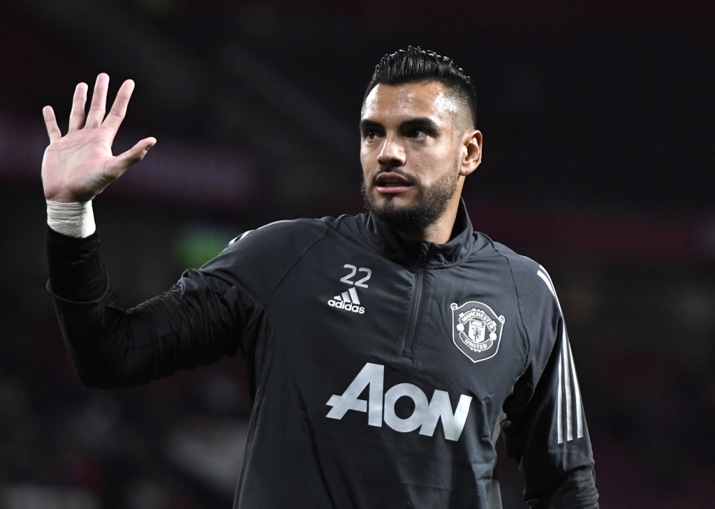 MANCHESTER, ENGLAND - SEPTEMBER 19: Sergio Romero of Manchester United looks on during the UEFA Europa League group L match between Manchester United and FK Astana at Old Trafford on September 19, 2019 in Manchester, United Kingdom. (Photo by George Wood/Getty Images)