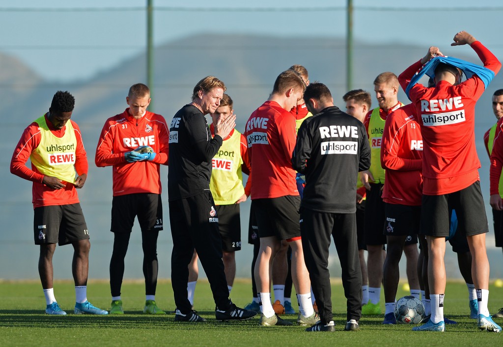 BENIDORM, SPAIN - JANUARY 09: (BILD ZEITUNG OUT) head coach Markus Gisdol of 1. FC Koeln gestures during the 1. FC Koeln winter training camp on January 9, 2020 in Benidorm, Spain. (Photo by TF-Images/Getty Images)