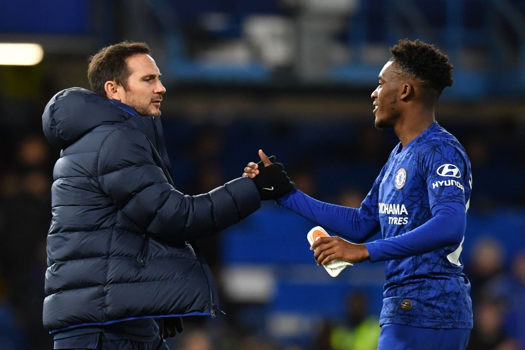 Frank Lampard is not letting Hudson-Odoi go anywhere. (Photo by Ben Stansall/AFP via Getty Images)