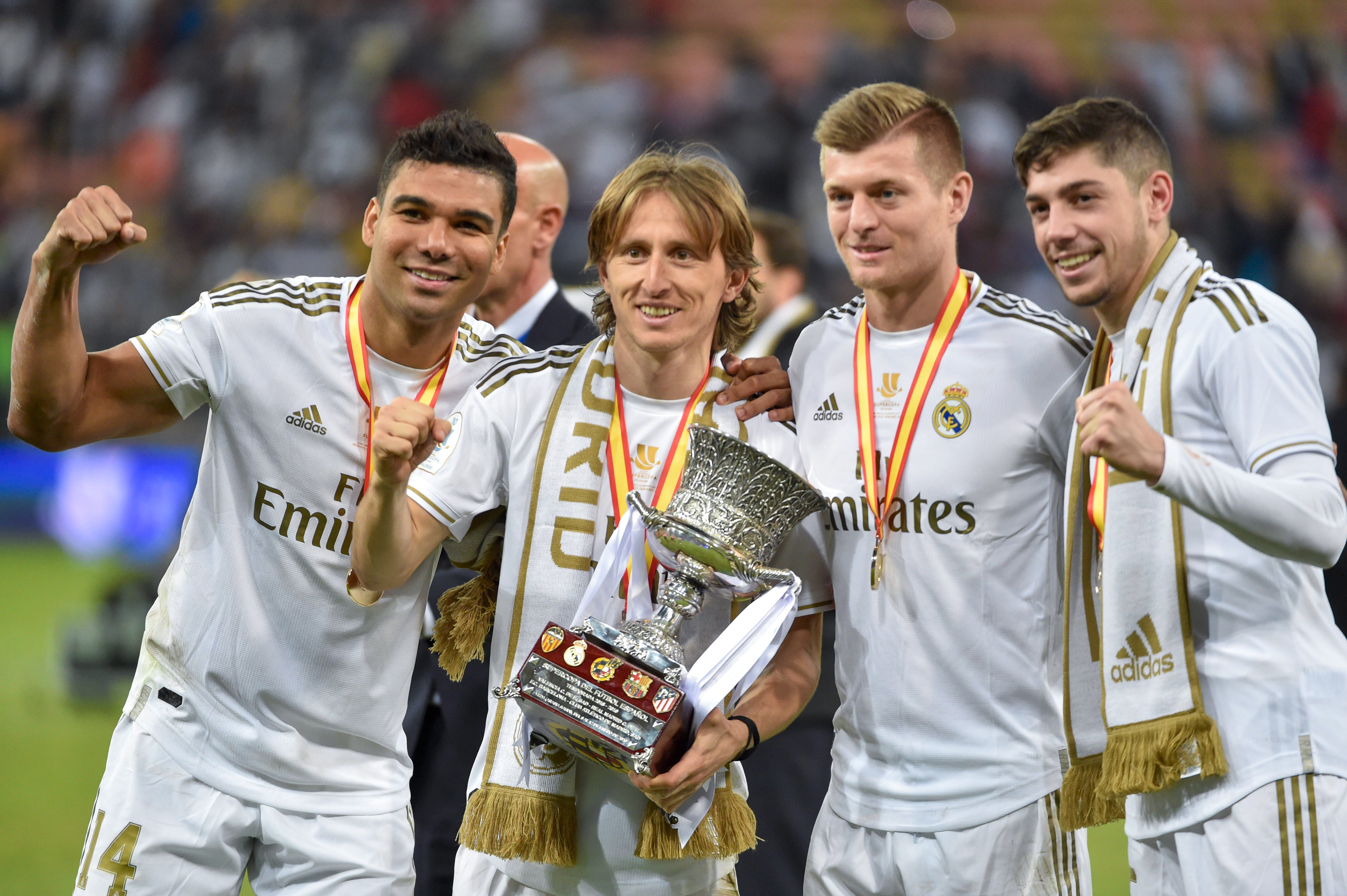 Casemiro, Modric and Kroos - an indomitable midfield partnership (Photo by FAYEZ NURELDINE/AFP via Getty Images)