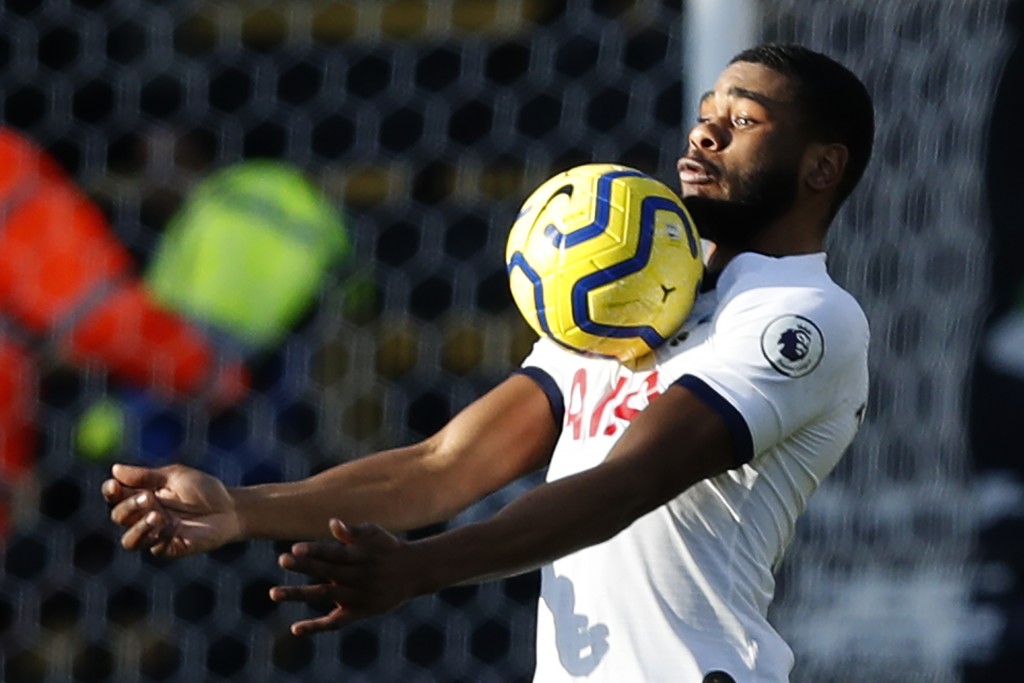 Tottenham Hotspur's English midfielder Japhet Tanganga controls the ball during the English Premier League football match between Watford and Tottenham Hotspur at Vicarage Road Stadium in Watford, north of London on January 18, 2020. (Photo by Adrian DENNIS / AFP) / RESTRICTED TO EDITORIAL USE. No use with unauthorized audio, video, data, fixture lists, club/league logos or 'live' services. Online in-match use limited to 120 images. An additional 40 images may be used in extra time. No video emulation. Social media in-match use limited to 120 images. An additional 40 images may be used in extra time. No use in betting publications, games or single club/league/player publications. / (Photo by ADRIAN DENNIS/AFP via Getty Images)