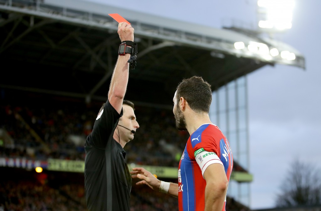 Luka Milivojevic is suspended after being sent off in the FA Cup. (Photo by Richard Heathcote/Getty Images)
