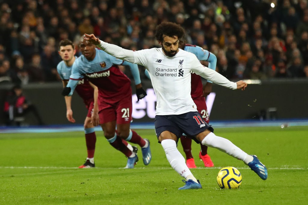 Salah went past Fernando Torres' PL goal tally for Liverpool against West Ham (Photo by Julian Finney/Getty Images)