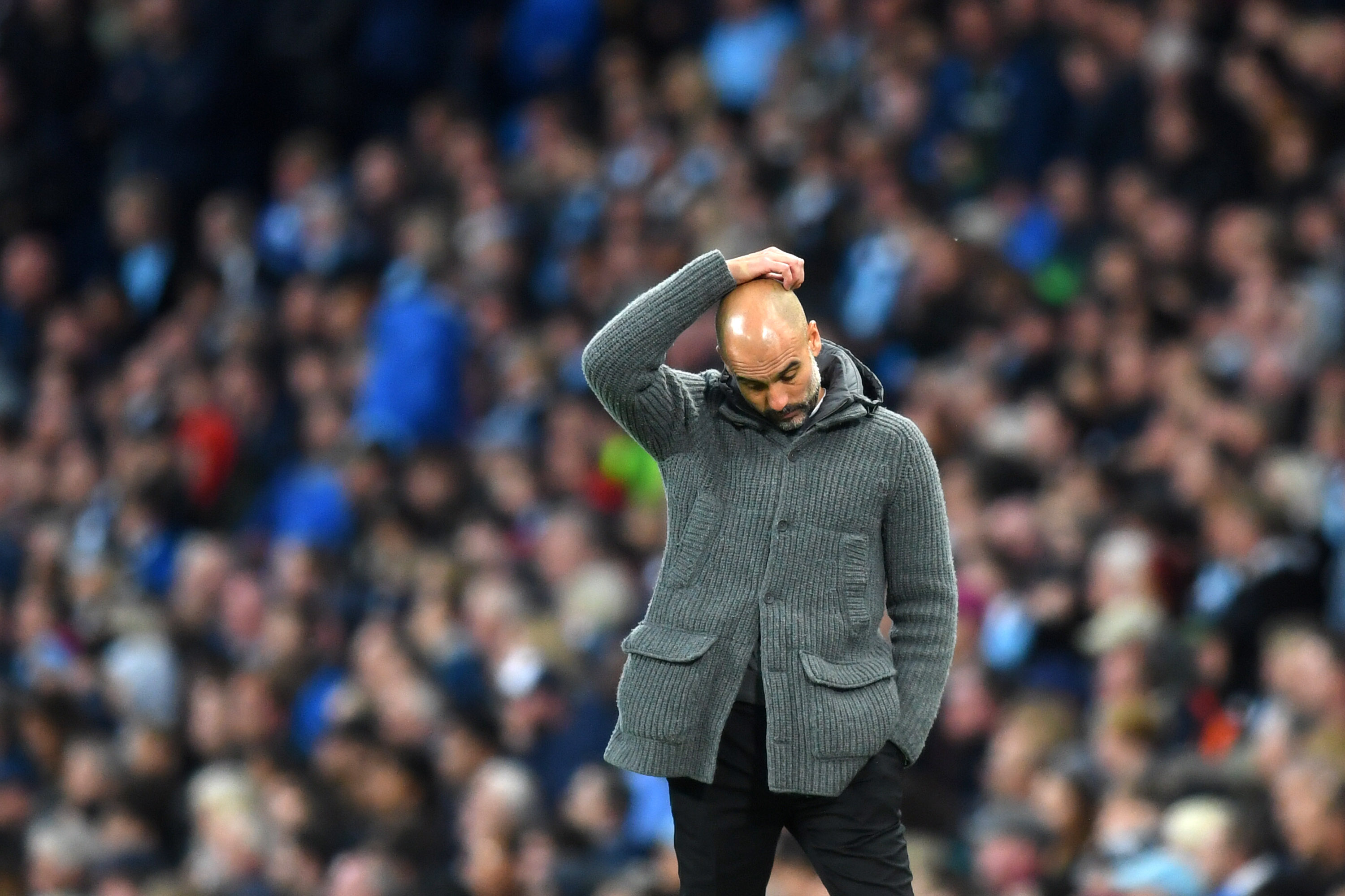 Guardiola was left scratching his head after being blown away by Liverpool last season (Photo by Michael Regan/Getty Images)