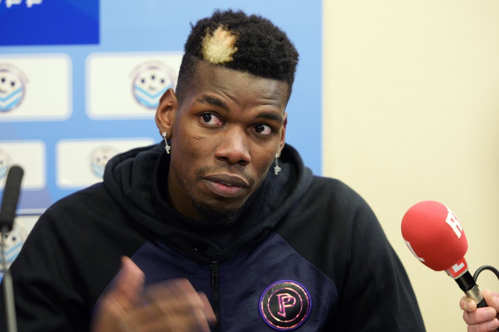 Manchester United and France midfielder Paul Pogba gives a press conference after a gala football match between All Star France and Guinea at the Vallee du Cher Stadium in Tours, central France, on December 29, 2019, as part of the "48h for Guinea" charity event. (Photo by GUILLAUME SOUVANT / AFP) (Photo by GUILLAUME SOUVANT/AFP via Getty Images)