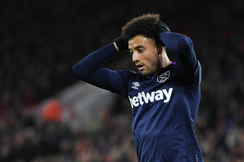 SHEFFIELD, ENGLAND - JANUARY 10: Felipe Anderson of West Ham United reacts after a missed chance during the Premier League match between Sheffield United and West Ham United at Bramall Lane on January 10, 2020 in Sheffield, United Kingdom. (Photo by Michael Regan/Getty Images)
